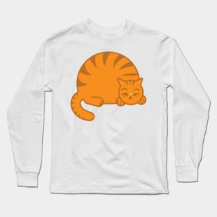 Sleepy Chubby Kitty - Orange Long Sleeve T-Shirt